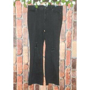 Fashion Nova Ladies Black Distressed Jeans Size 18 Stretch Straight Leg Pockets